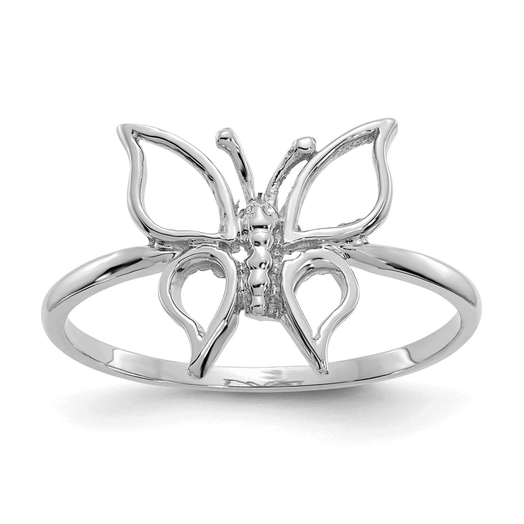 14k White Gold Polished Butterfly Ring Main image