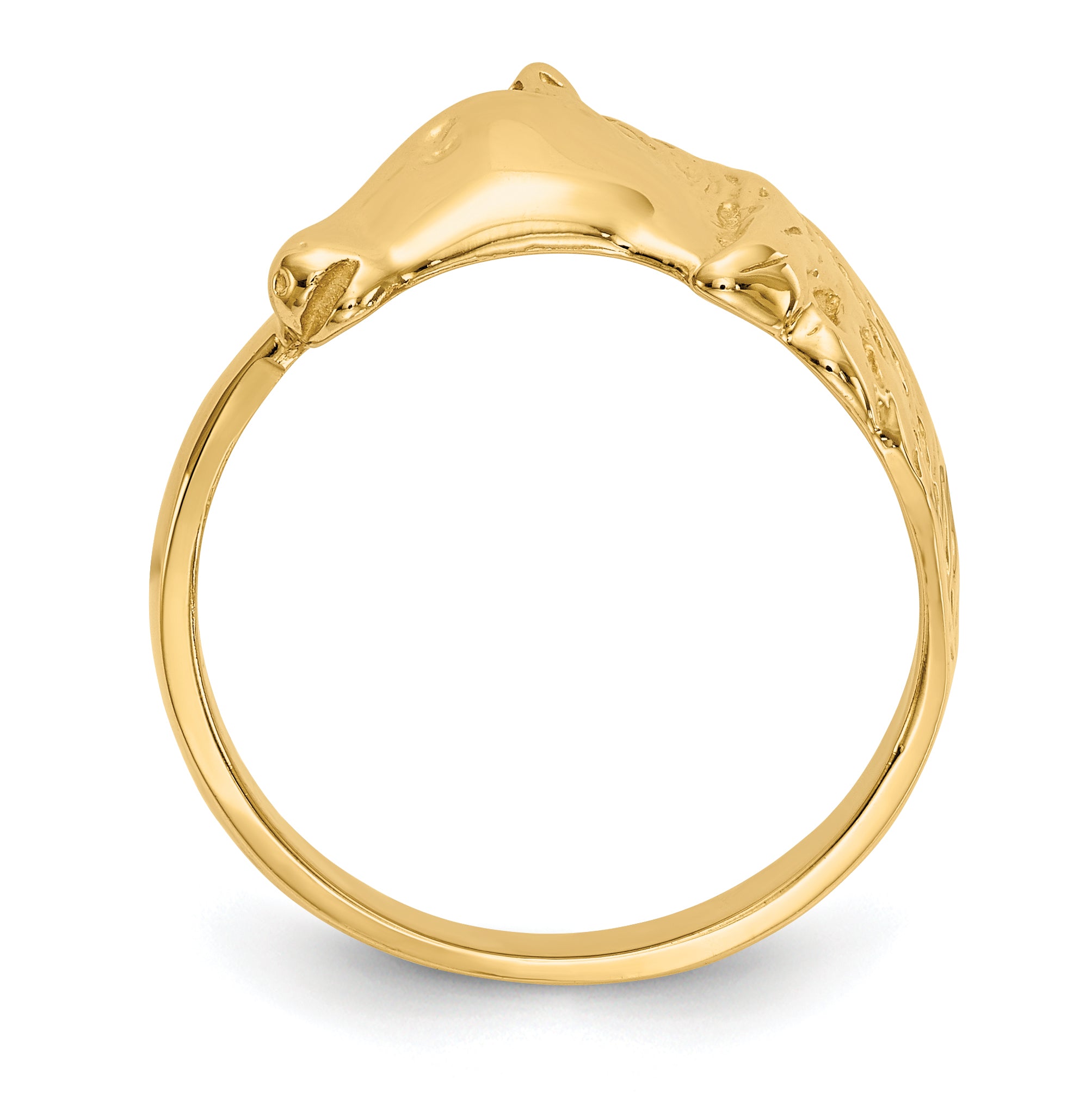 14K Gold Polished Horse Head Ring