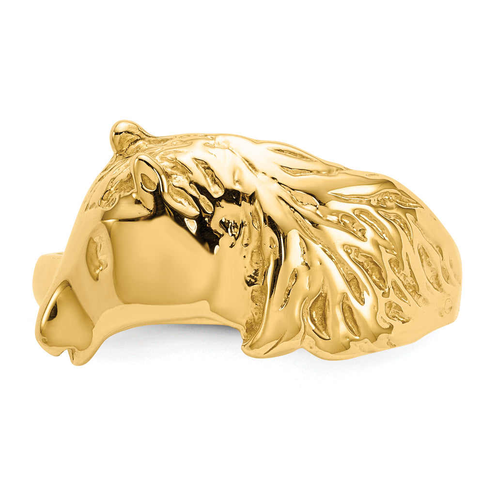 14K Gold Polished Horse Head Ring