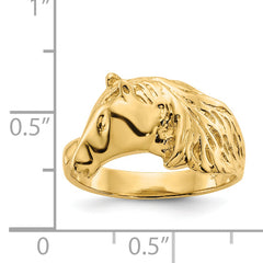 14K Gold Polished Horse Head Ring