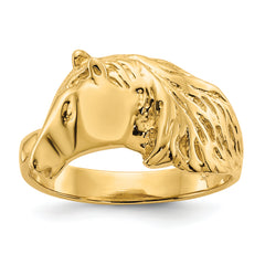 14K Gold Polished Horse Head Ring