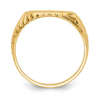 14K Gold Polished Baby Rectangle Signet WithStripes Ring