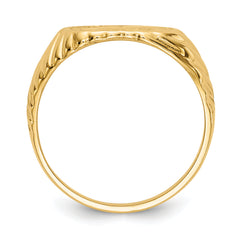 14K Gold Polished Baby Rectangle Signet WithStripes Ring