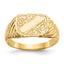 14K Gold Polished Baby Rectangle Signet WithStripes Ring