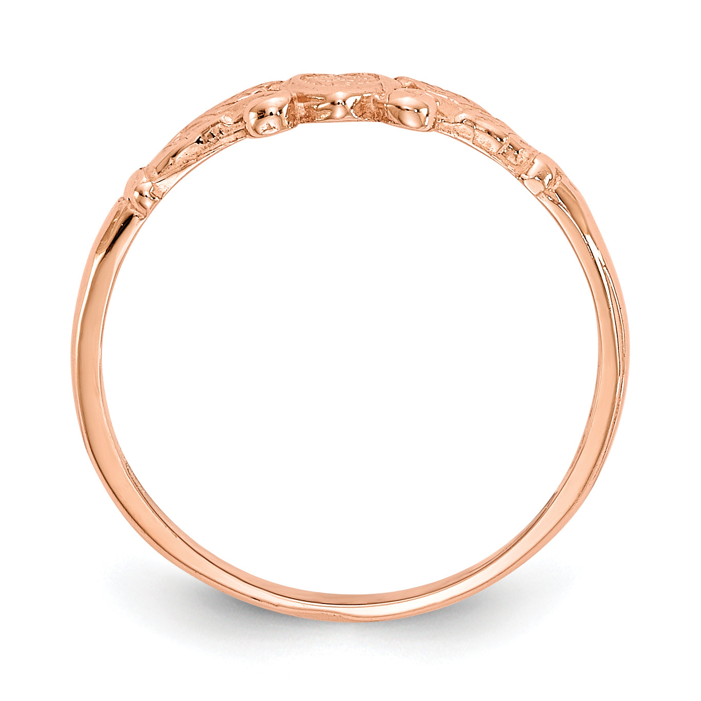 14K Rose Gold Textured Mini Heart Baby Ring