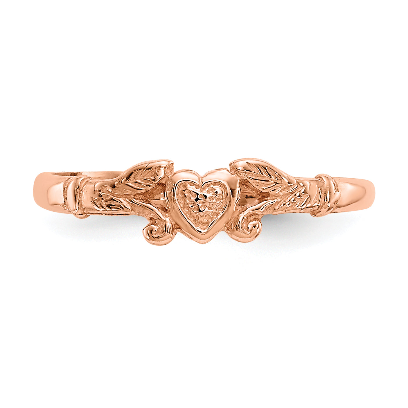 14K Rose Gold Textured Mini Heart Baby Ring