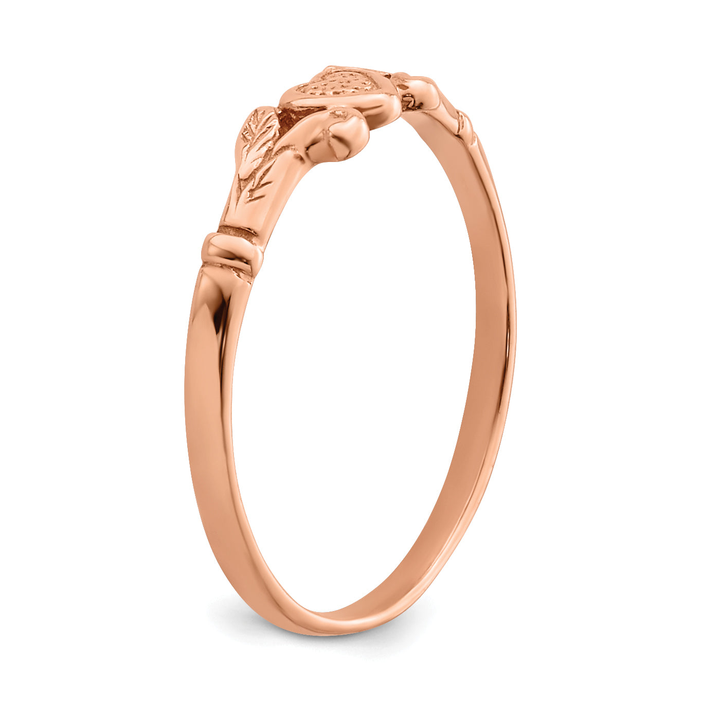 14K Rose Gold Textured Mini Heart Baby Ring