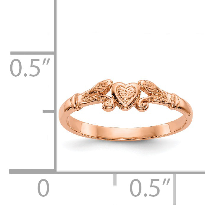 14K Rose Gold Textured Mini Heart Baby Ring