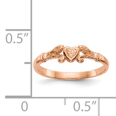 14K Rose Gold Textured Mini Heart Baby Ring