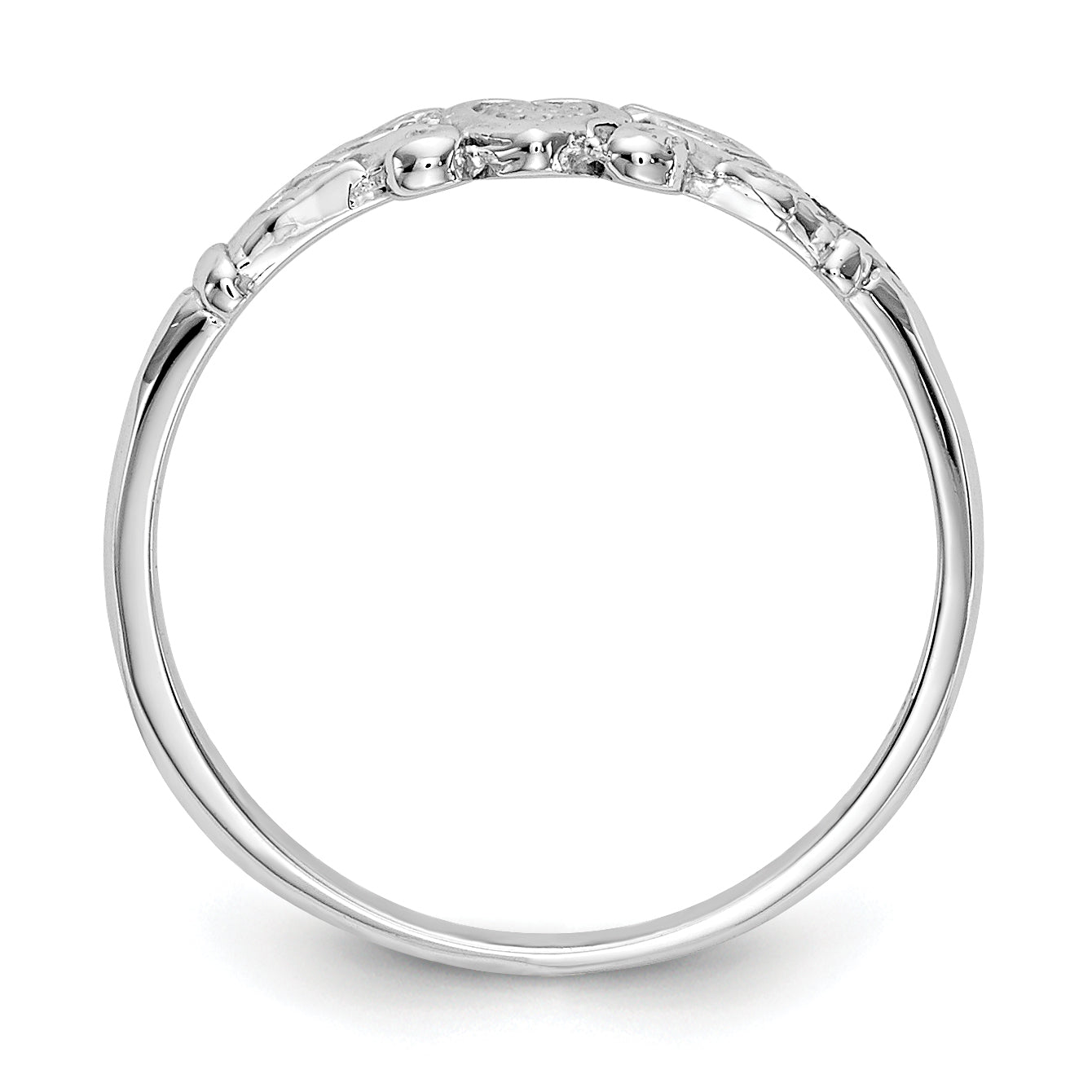 14K White Gold Textured Mini Heart Baby Ring - 1