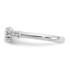 14K White Gold Textured Mini Heart Baby Ring - 1