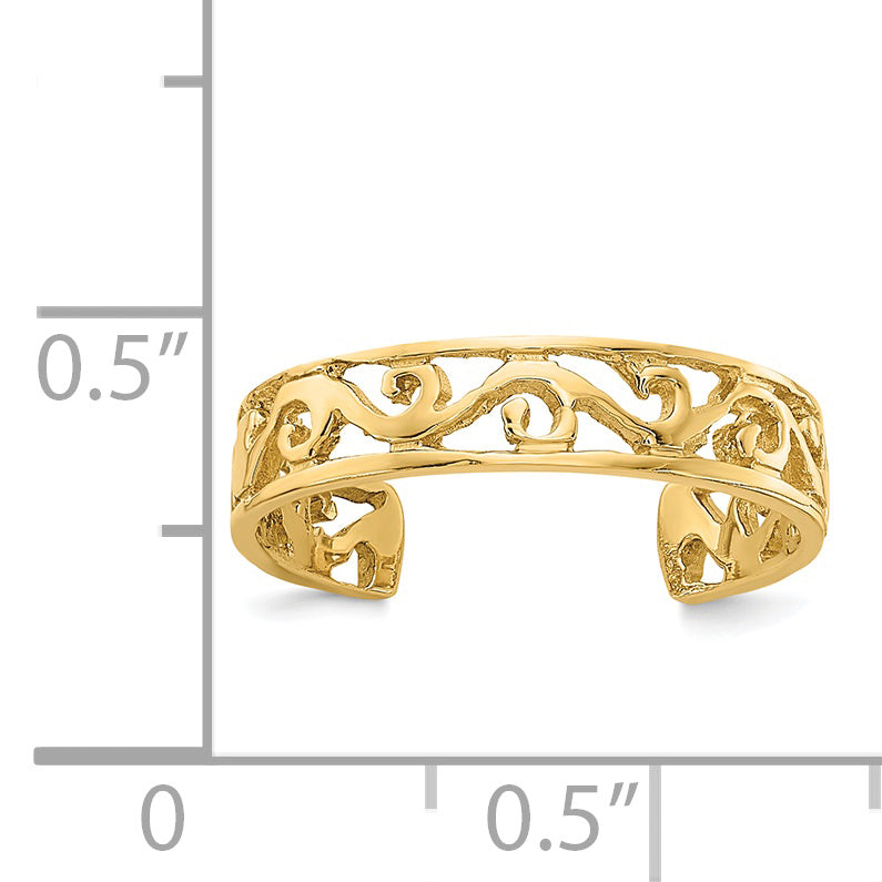14k Polished and Diamond-cut Toe Ring