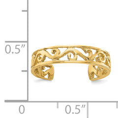 14k Polished and Diamond-cut Toe Ring