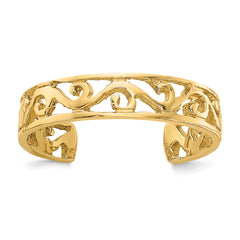 14k Polished and Diamond-cut Toe Ring