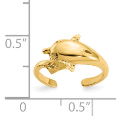 14K Polished and Diamond-cut Dolphin Toe Ring