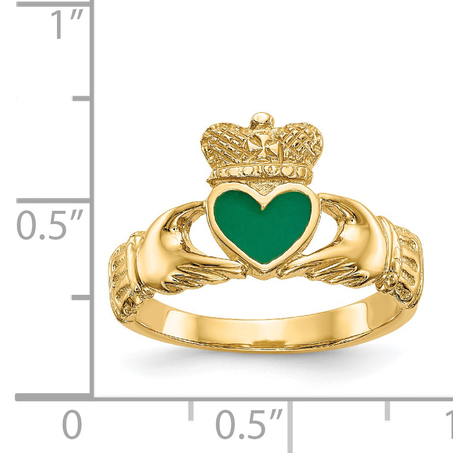 14k Enamel Claddagh Ring