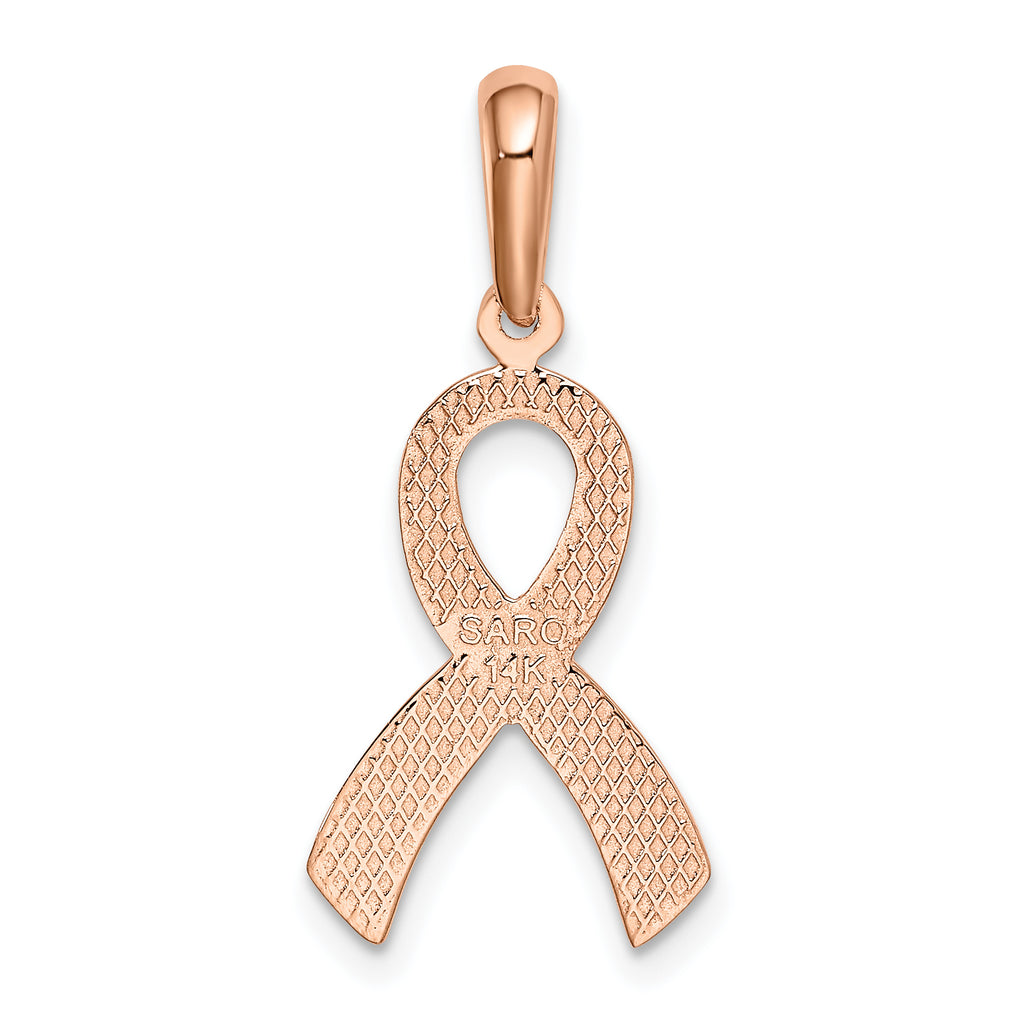 14K Rose Gold Awareness Pendant with Polished Finish & Textured Detail