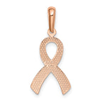 14K Rose Gold Awareness Pendant with Polished Finish & Textured Detail