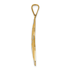 14K Gold Rhodium Diamond-Cut Starfish Pendant for Men  Polished Solid Design