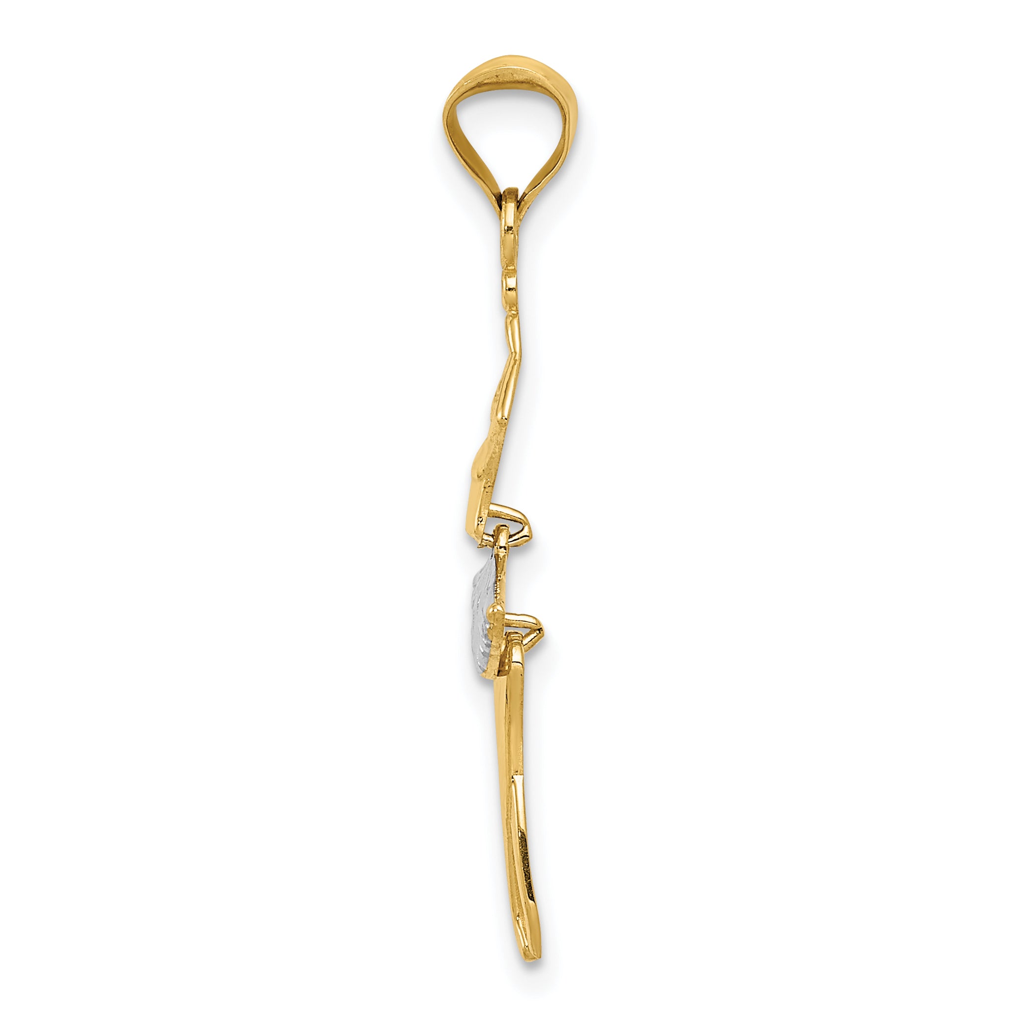14K Gold Rhodium Polished Dancer Pendant with Moveable Design Secondary image