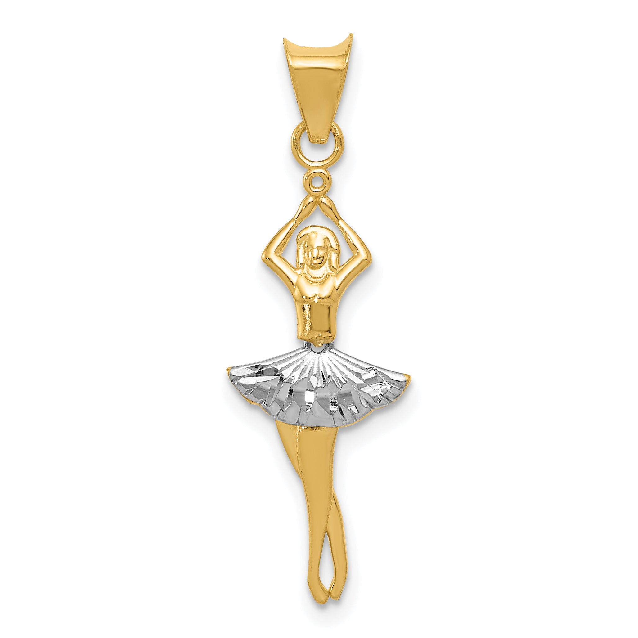 14K w/Rhodium Polished Moveable Dancer Pendant Main image