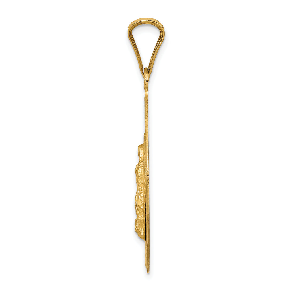 14K Gold & Rhodium Lady of Guadalupe Pendant with Diamond-Cut Detailing, Polished Finish