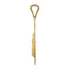 14K Gold & Rhodium Lady of Guadalupe Pendant with Diamond-Cut Detailing, Polished Finish