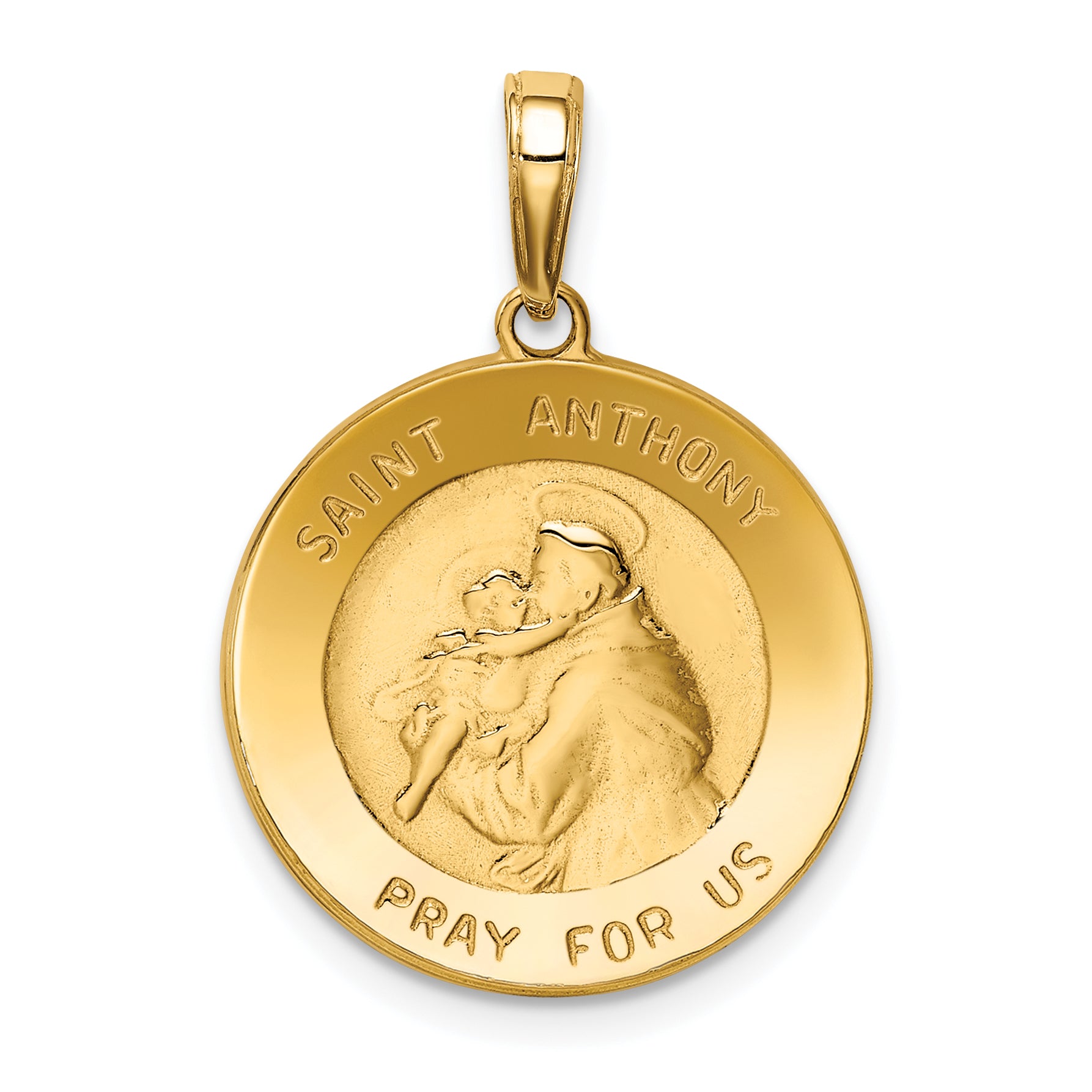 14k Saint Anthony Small Round Medal Pendant Main image