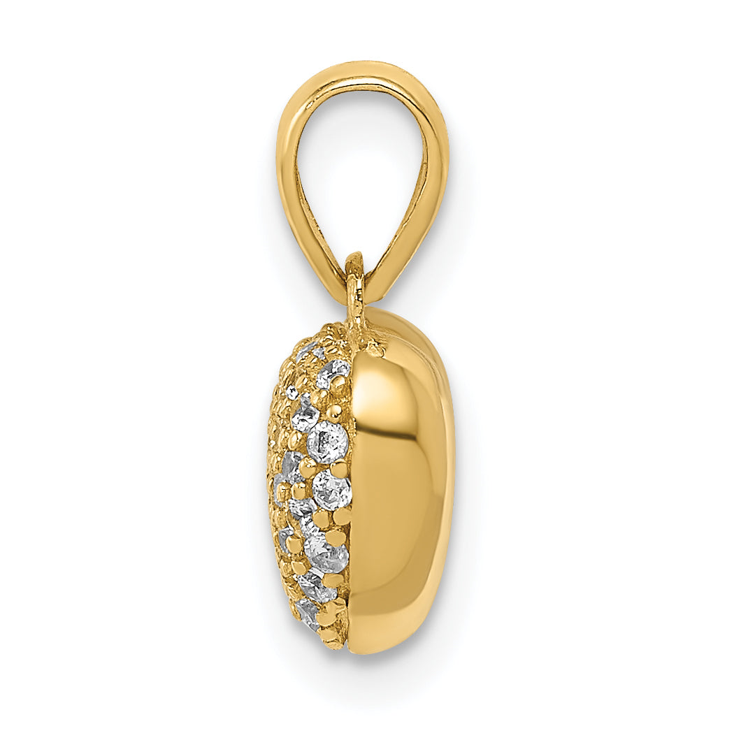 14K Gold Polished Heart Pendant with 3D Design and CZ Detailing Secondary image
