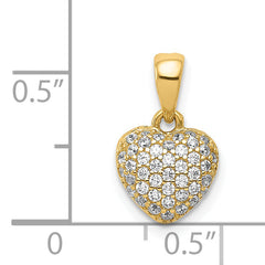14K Gold Polished Heart Pendant with 3D Design and CZ Detailing