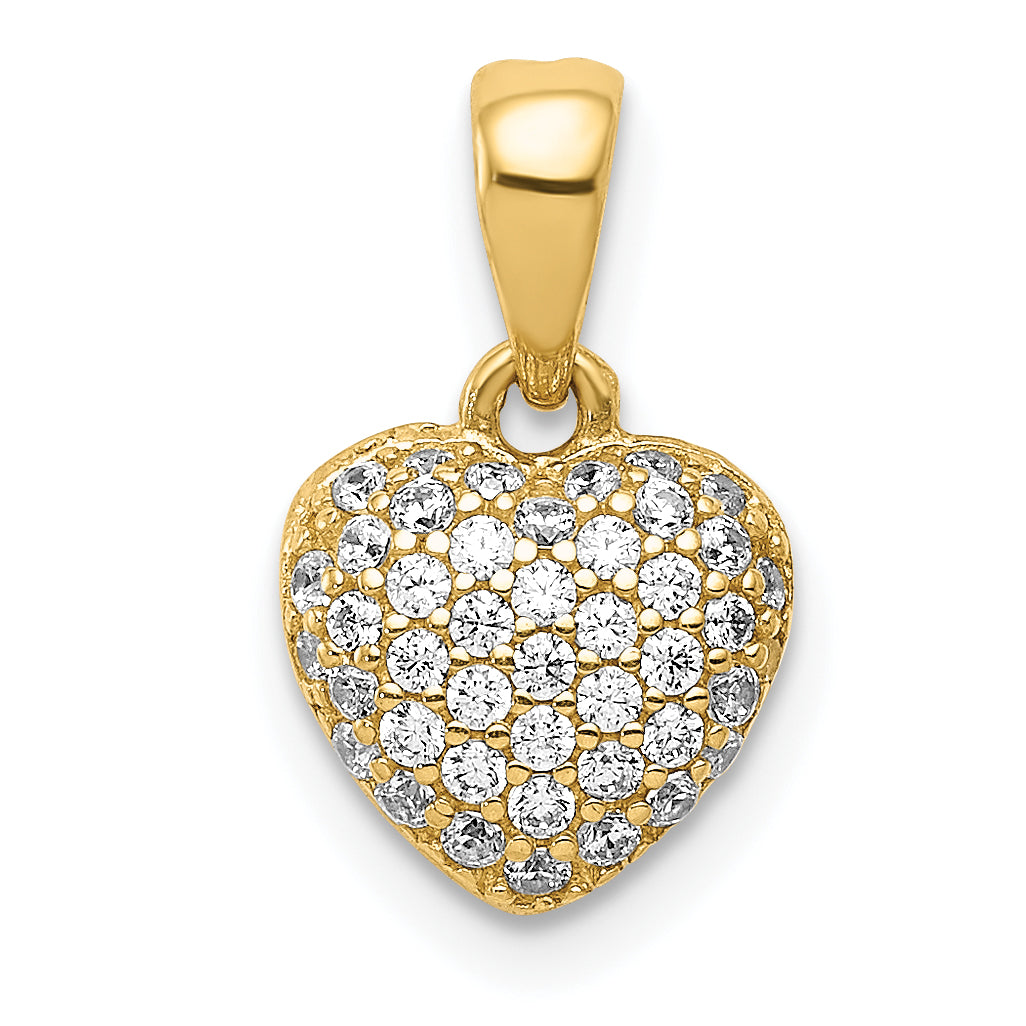14K Polished CZ/3D/ Heart Pendant Main image