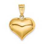 14K Gold 3D Heart Pendant with Polished and Textured Diamond-Cut Finish