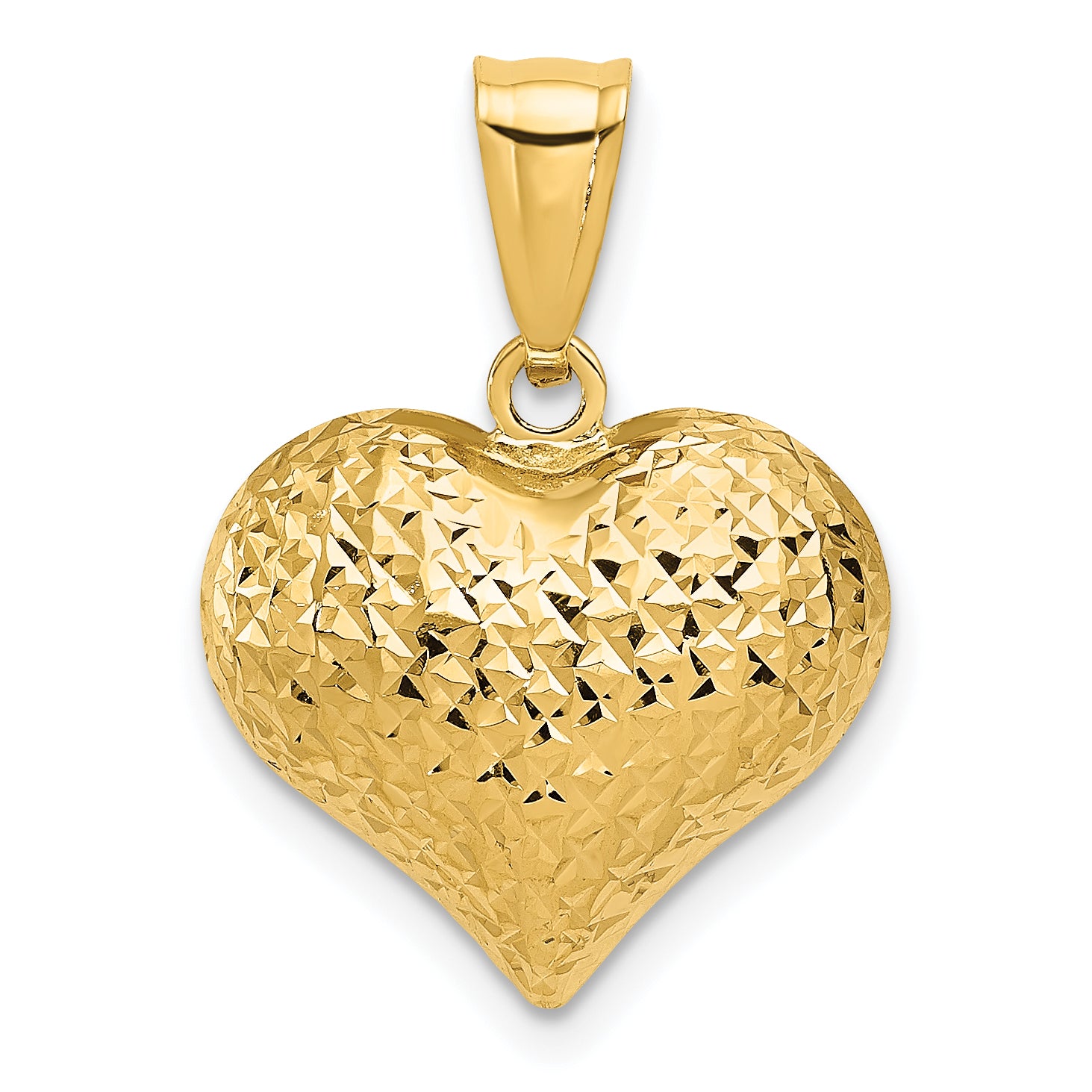 14K Polished and Textured 3-D Heart Pendant Main image