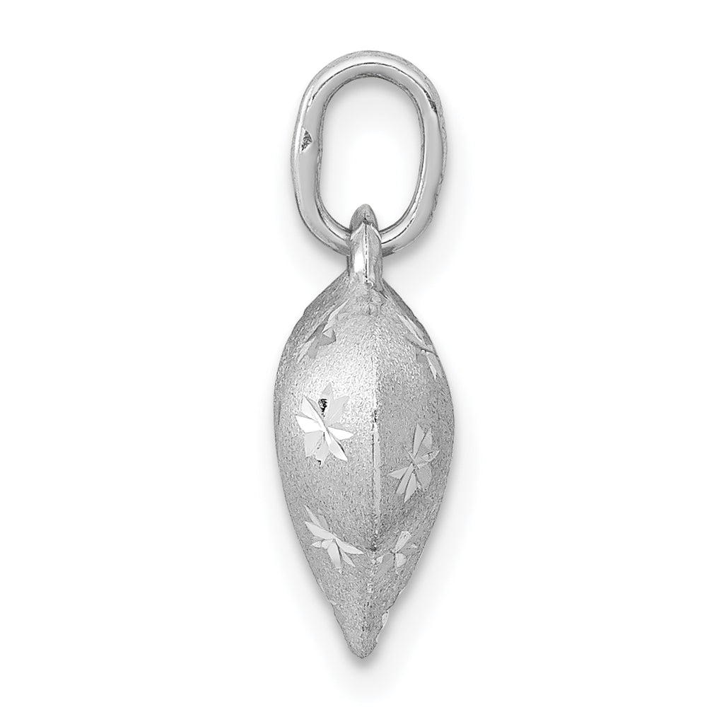 14K White Gold 3D Puffed Heart Pendant with Diamond-Cut Satin Finish