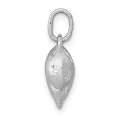 14K White Gold 3D Puffed Heart Pendant with Diamond-Cut Satin Finish