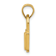 14K Gold Polished Lock Charm with Solid Casted Design