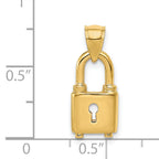 14K Gold Polished Lock Charm with Solid Casted Design