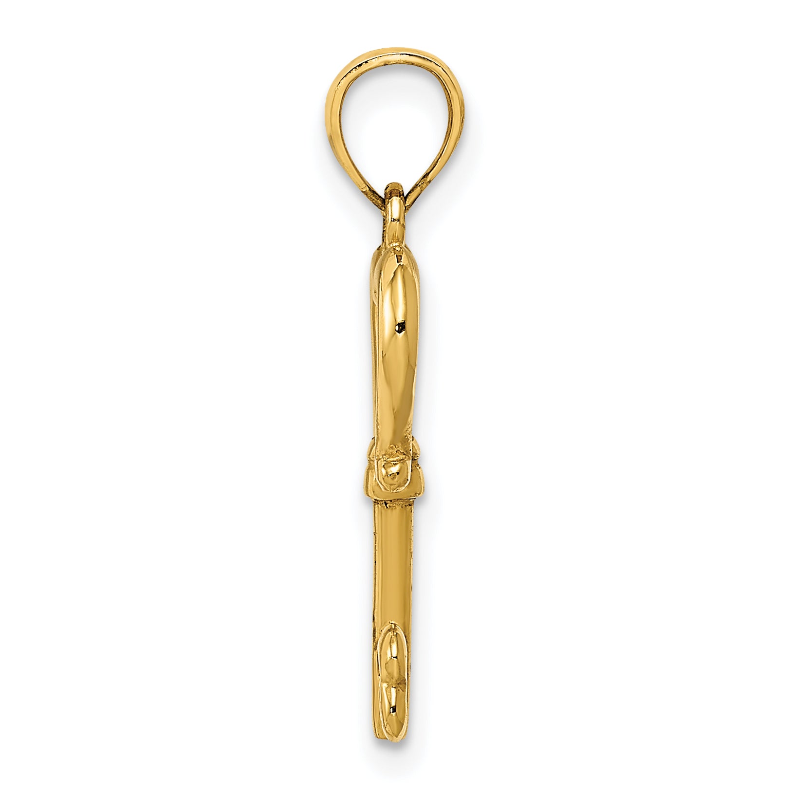 14K Gold Polished 3D Heart Key Pendant  Elegant, Casted, Solid Design