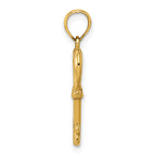 14K Gold Polished 3D Heart Key Pendant  Elegant, Casted, Solid Design