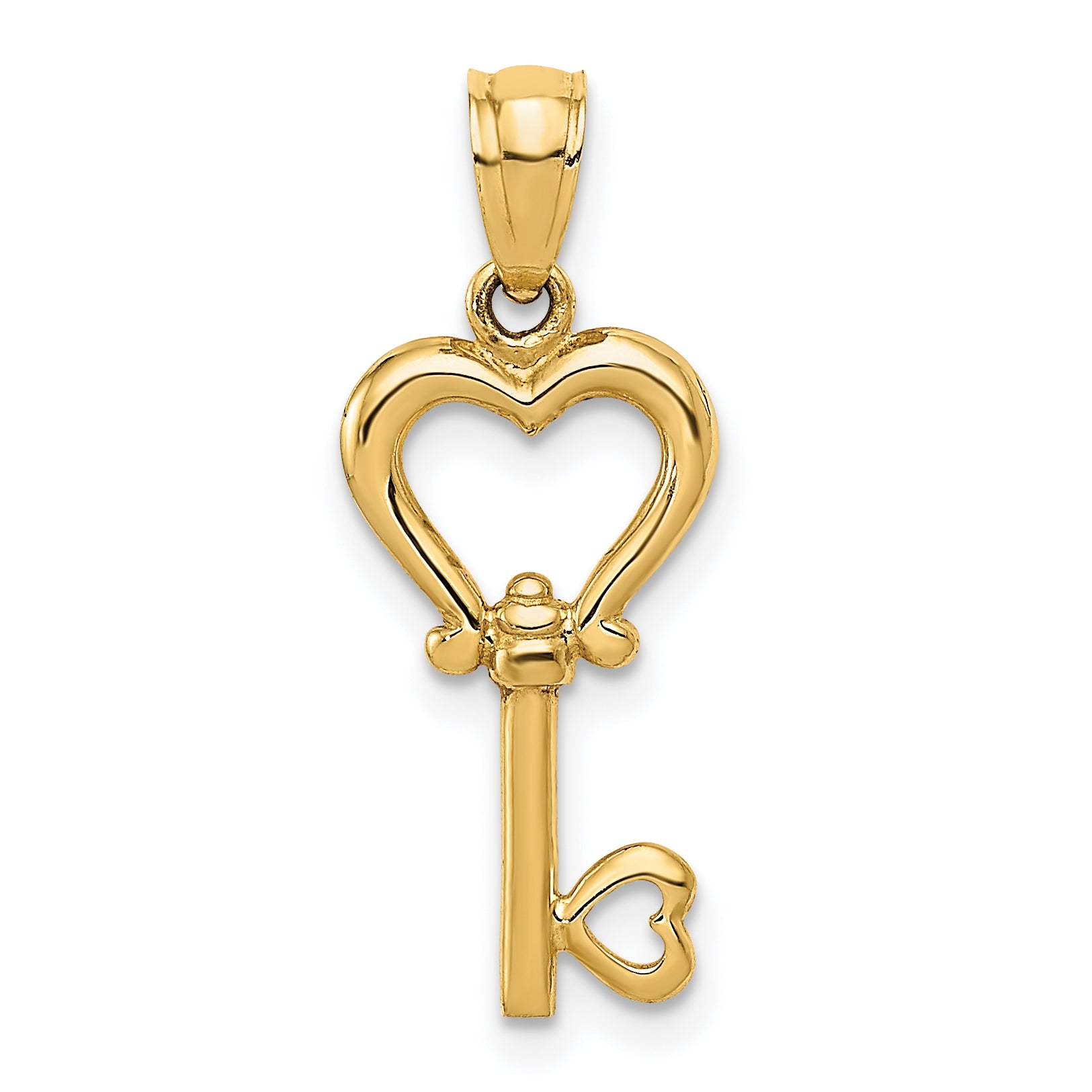 14k Polished 3D Heart Key Pendant Main image