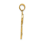 14K Gold Polished Filigree Key Charm Elegant Casted Design
