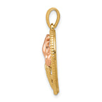 14K Two-Tone Gold Heart Pendant with Polished Floral Design