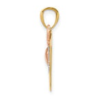 14K Two-Tone Gold Butterfly Heart Pendant with Polished Rhodium Finish