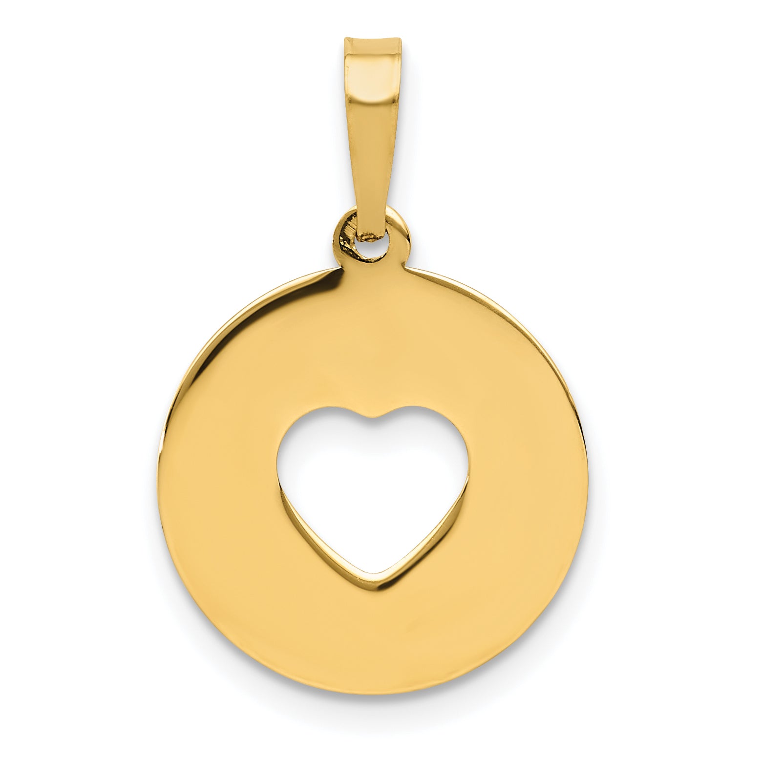 14K Polished Cut-out Heart Circle Disc Pendant Main image
