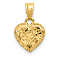 14k Diamond-cut Lattice Heart Pendant