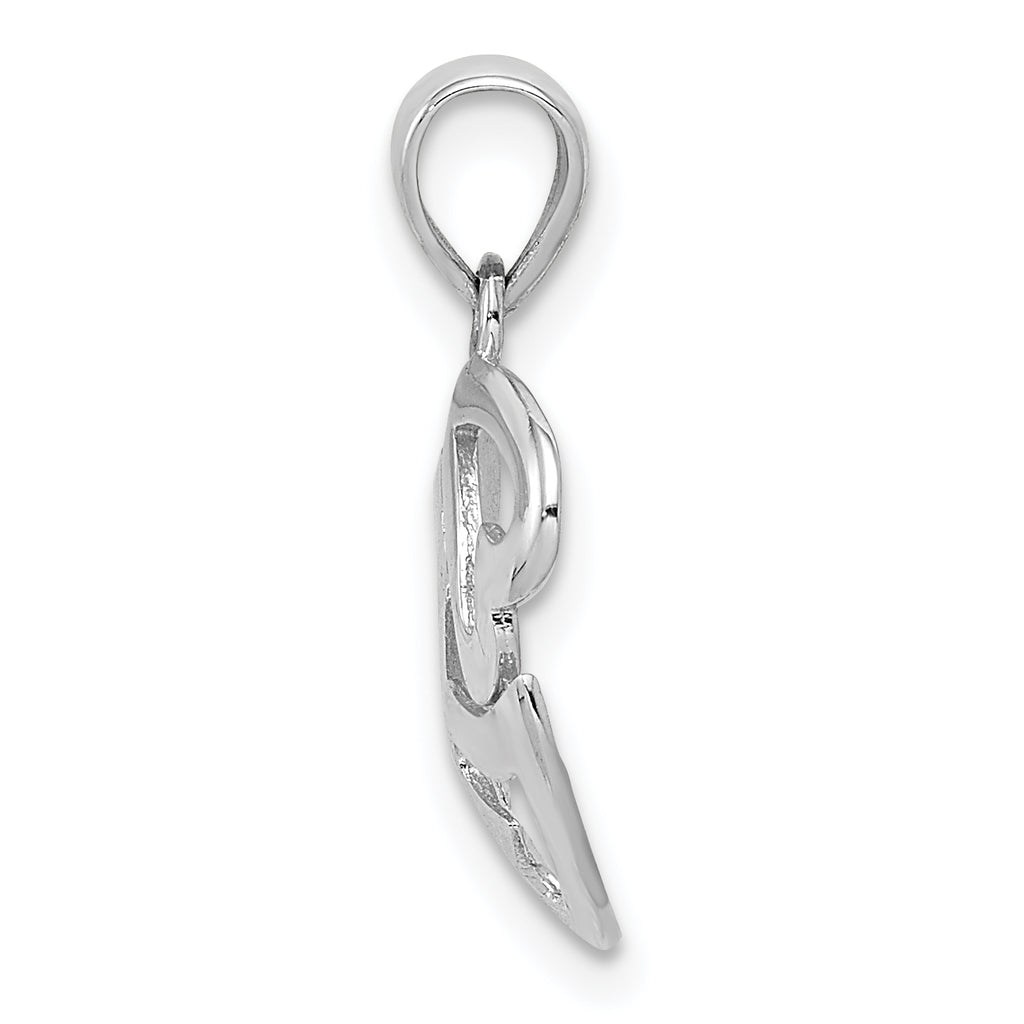 14K White Gold Polished Cut-Out 3-Heart Pendant with Rhodium Detailing