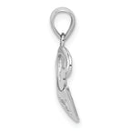 14K White Gold Polished Cut-Out 3-Heart Pendant with Rhodium Detailing