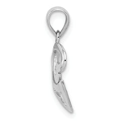 14K White Gold Polished Cut-Out 3-Heart Pendant with Rhodium Detailing