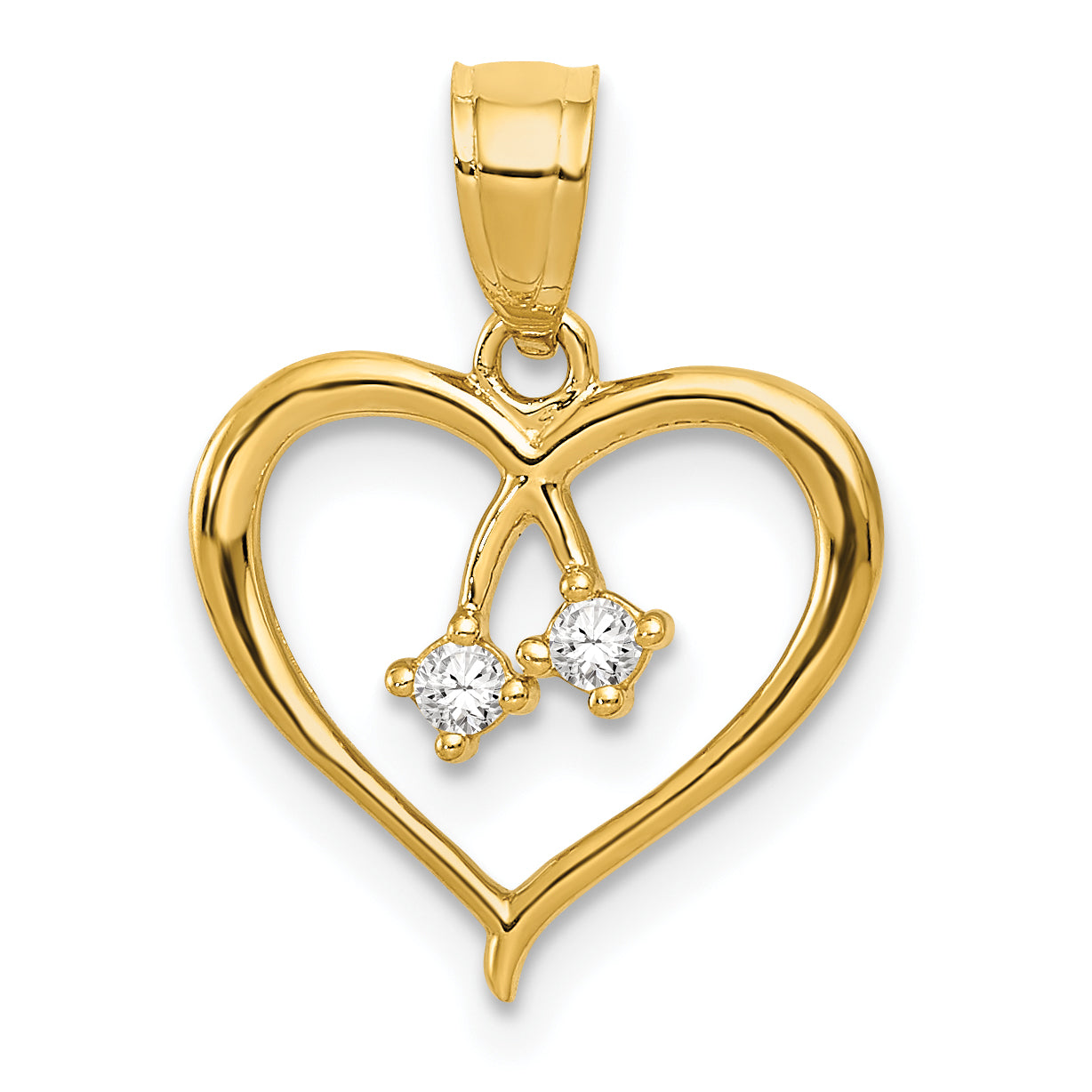 14k 2-CZ Cut-out Heart Pendant Main image