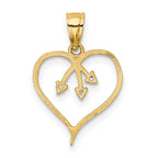 14K Gold Cut-out Heart Pendant with 3 CZ Stones  Polished & Elegant